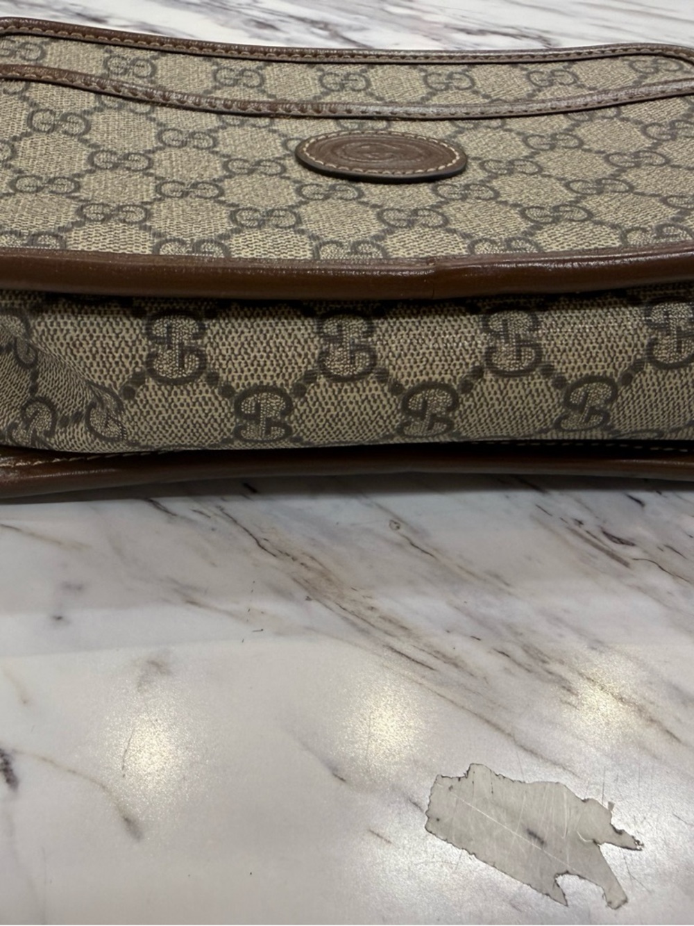 Gucci Beige GG Canvas and Brown Leather Men’s Toiletry Bag - Picture 2 of 16